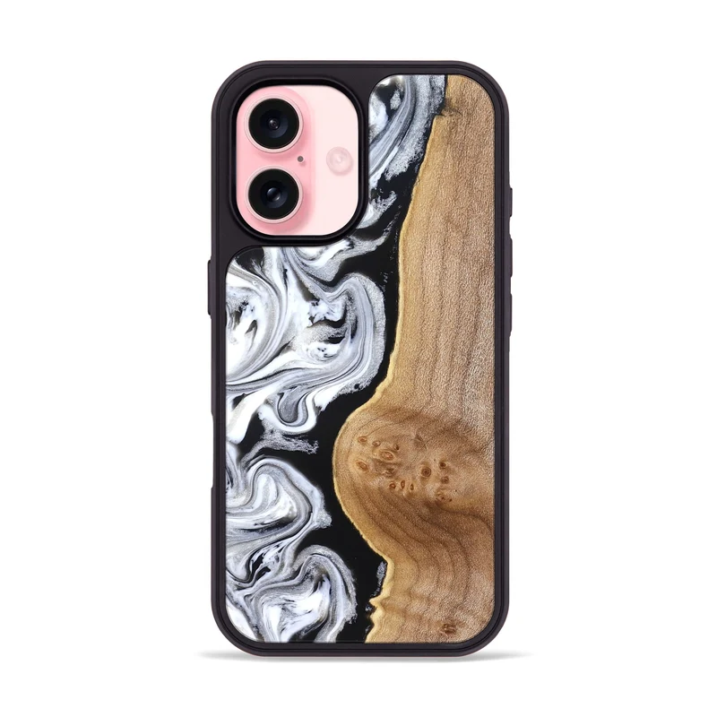 iPhone 16 Wood Phone Case - Rolland (Black & White, 830032)
