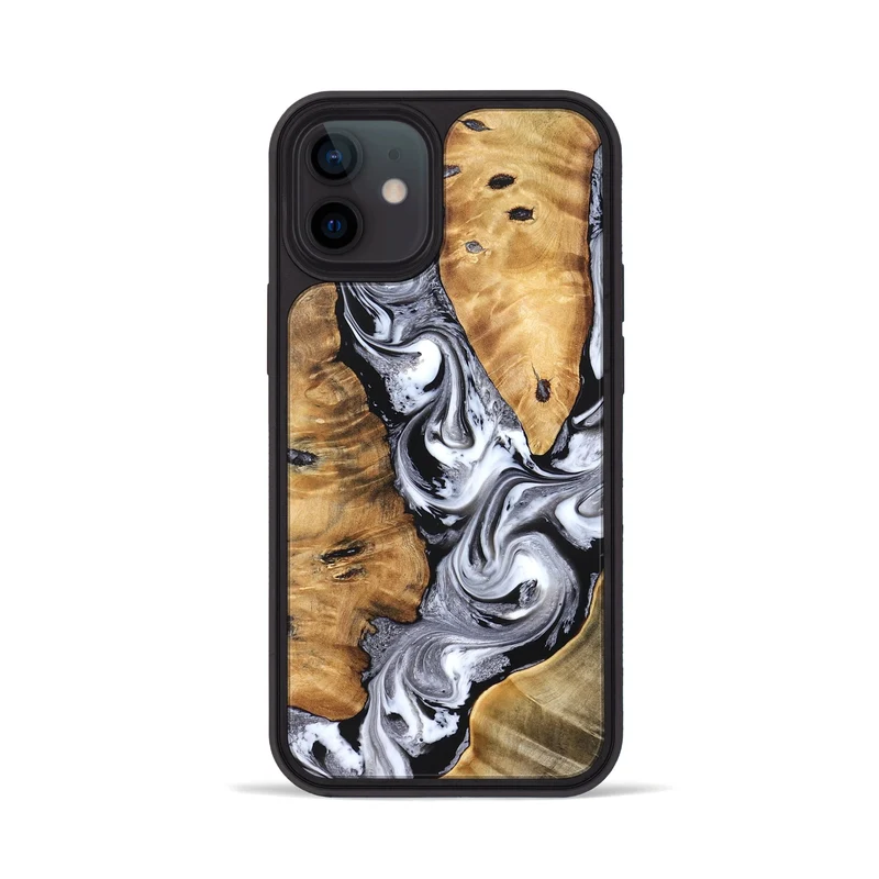 iPhone 12 Wood Phone Case - Cloe (Black & White, 830041)