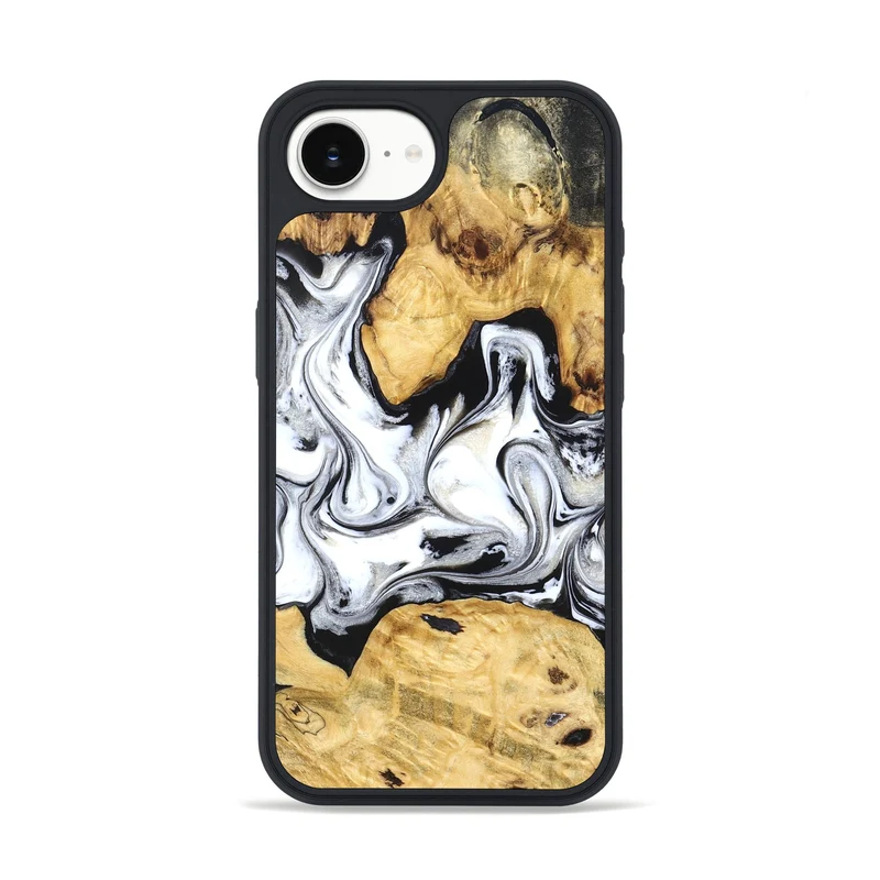 iPhone 16e Wood Phone Case - Arian (Black & White, 830040)