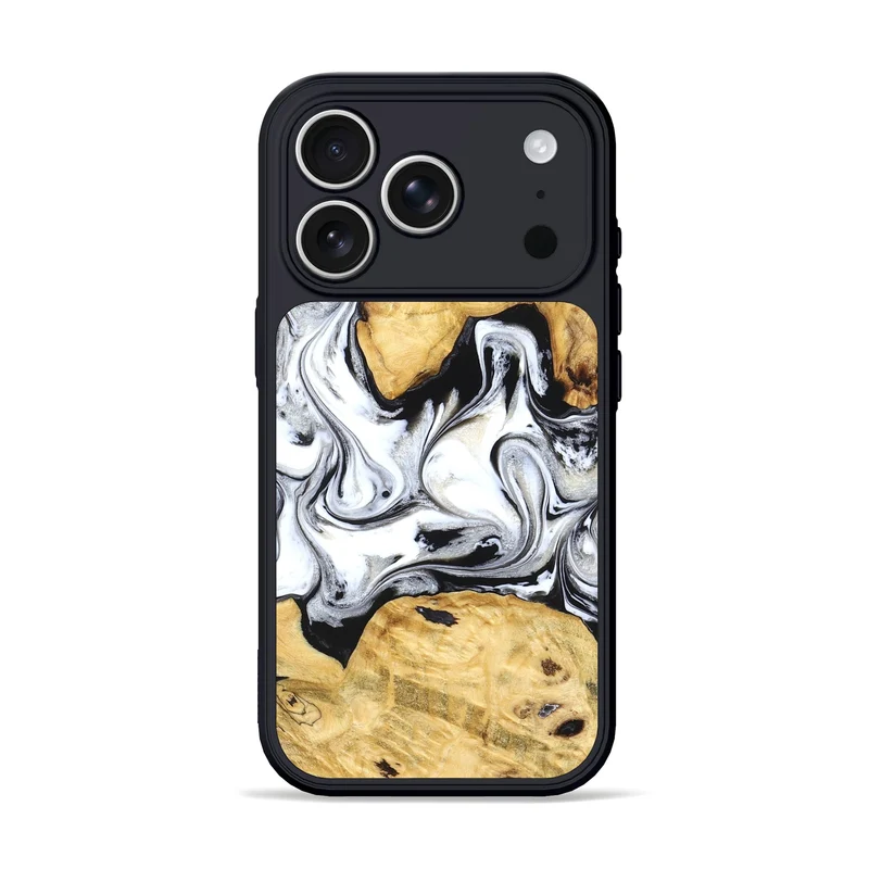iPhone 17 Pro Wood Phone Case - Arian (Black & White, 830040)