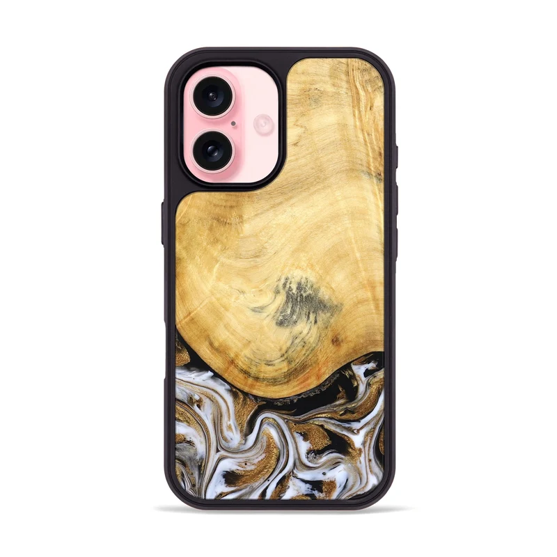 iPhone 16 Wood Phone Case - Kamiyah (Black & White, 830030)