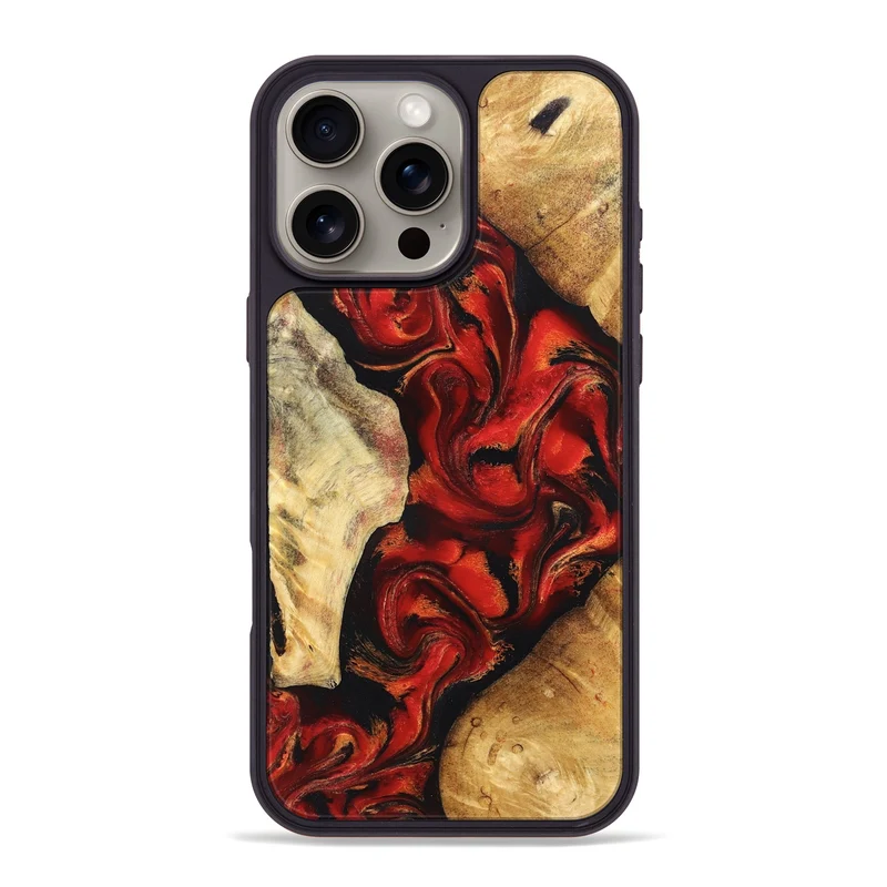 iPhone 16 Pro Max Wood Phone Case - Jeri (Red, 830033)