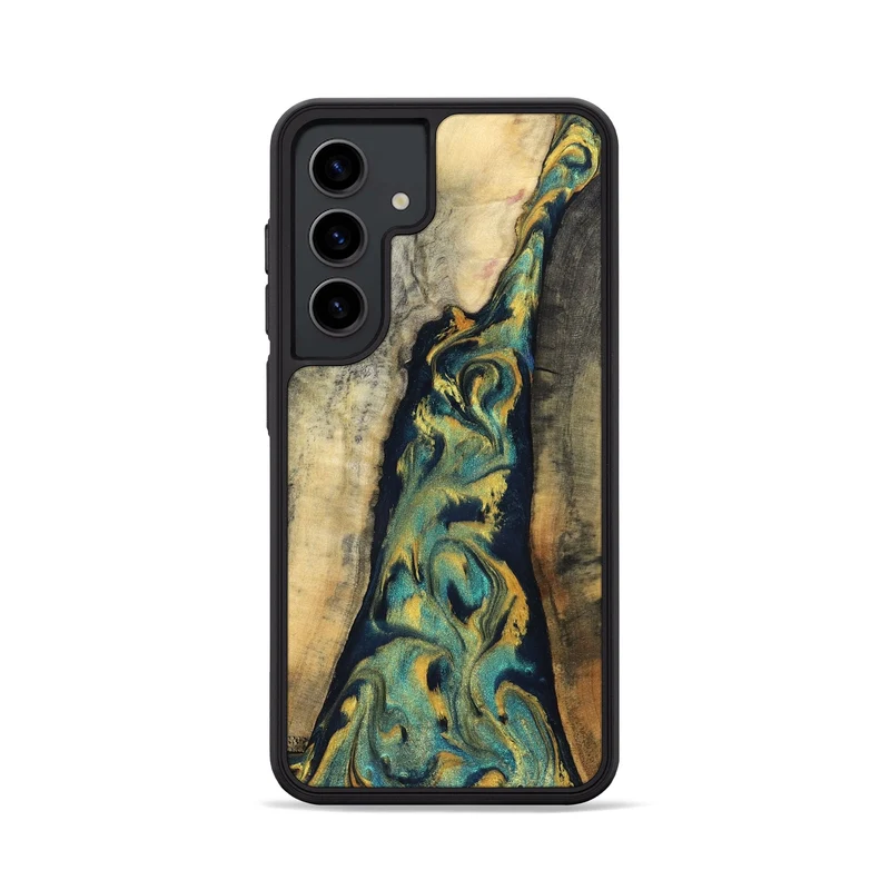 Galaxy S24 Wood Phone Case - Vicente (Teal & Gold, 830000)