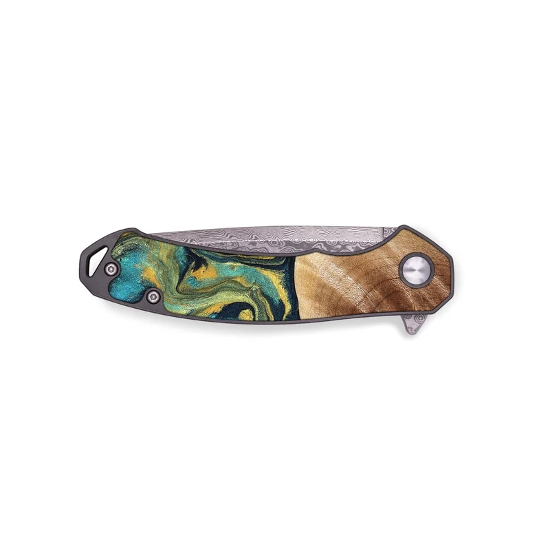 EDC Wood Pocket Knife - Julius (Teal & Gold, 830006)