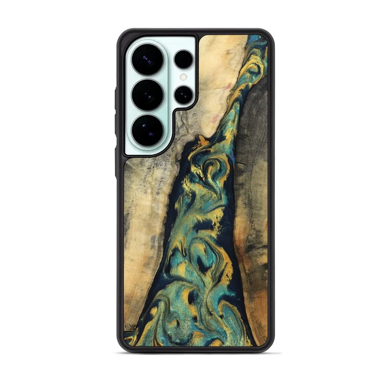 Galaxy S26 Ultra Wood Phone Case - Vicente (Teal & Gold, 830000)