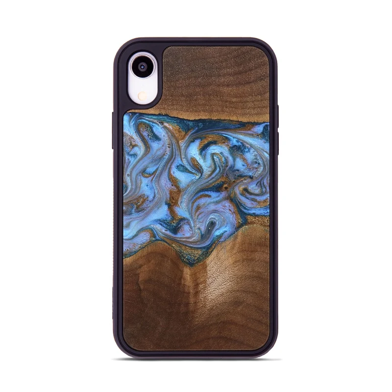 iPhone Xr Wood Phone Case - Ford (Teal & Gold, 830001)