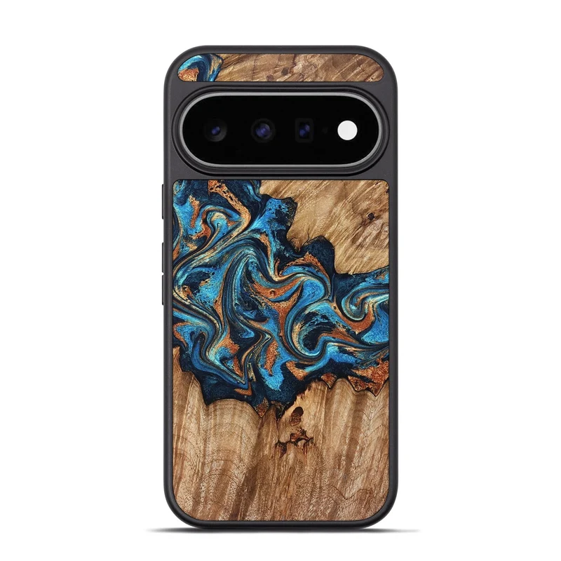 Pixel 11 Pro Wood Phone Case - Indigo (Teal & Gold, 829999)