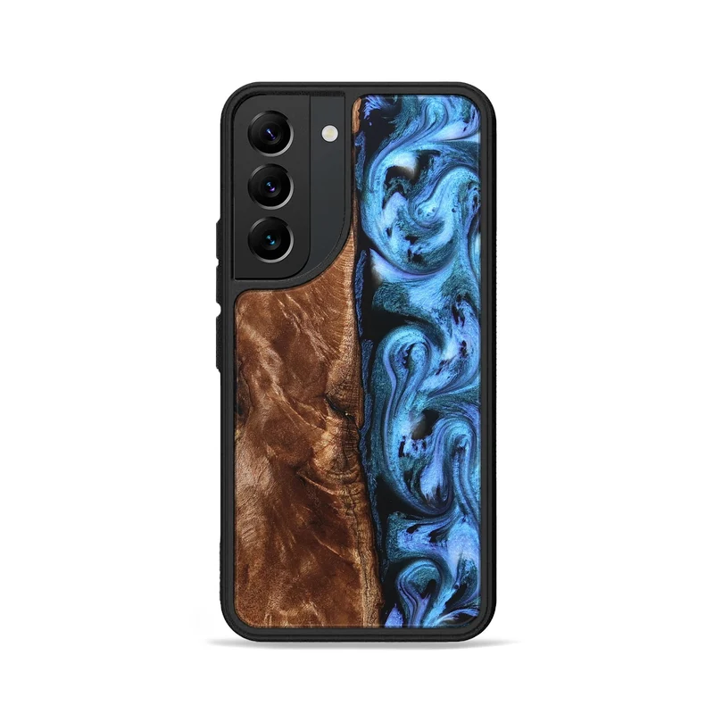 Galaxy S22 Wood Phone Case - Lily (Blue, 829989)