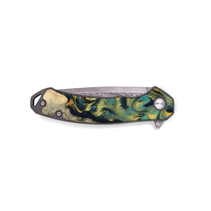 EDC Wood Pocket Knife - Vicente (Teal & Gold, 830000)