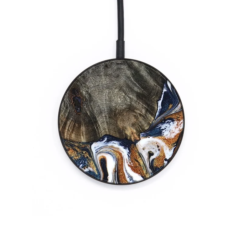 Circle Wood Wireless Charger - Isai (Teal & Gold, 830003)