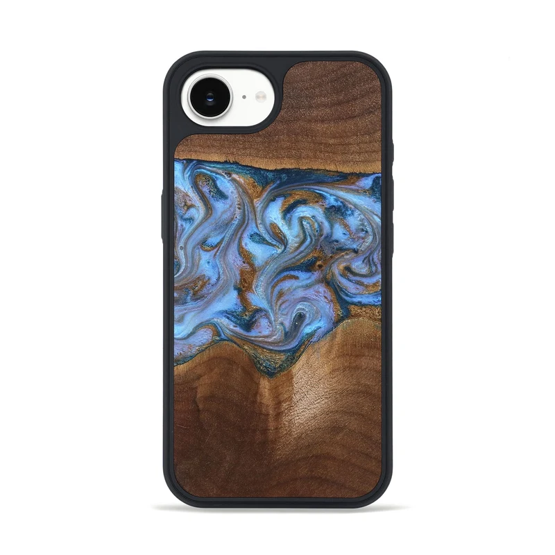 iPhone 16e Wood Phone Case - Ford (Teal & Gold, 830001)