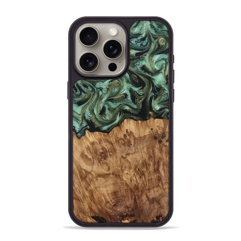 iPhone 15 Pro Max Wood Phone Case - Jasmyn (Green, 829976)