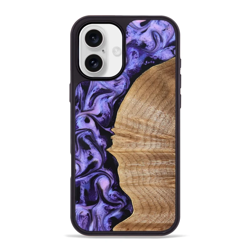 iPhone 16 Plus Wood Phone Case - Tillie (Purple, 830015)