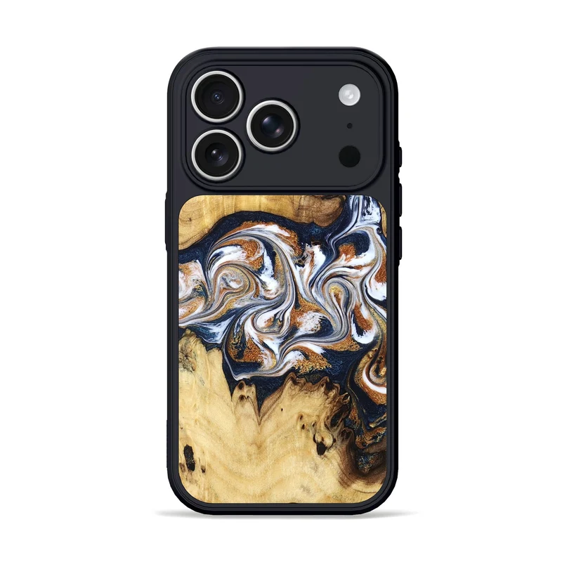 iPhone 17 Pro Wood Phone Case - Savanna (Teal & Gold, 830008)