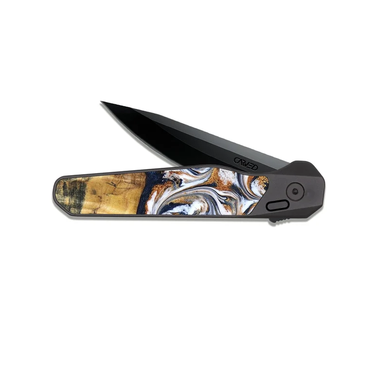 EDC Dark Slate Wood Pocket Knife - Savanna (Teal & Gold, 830008)