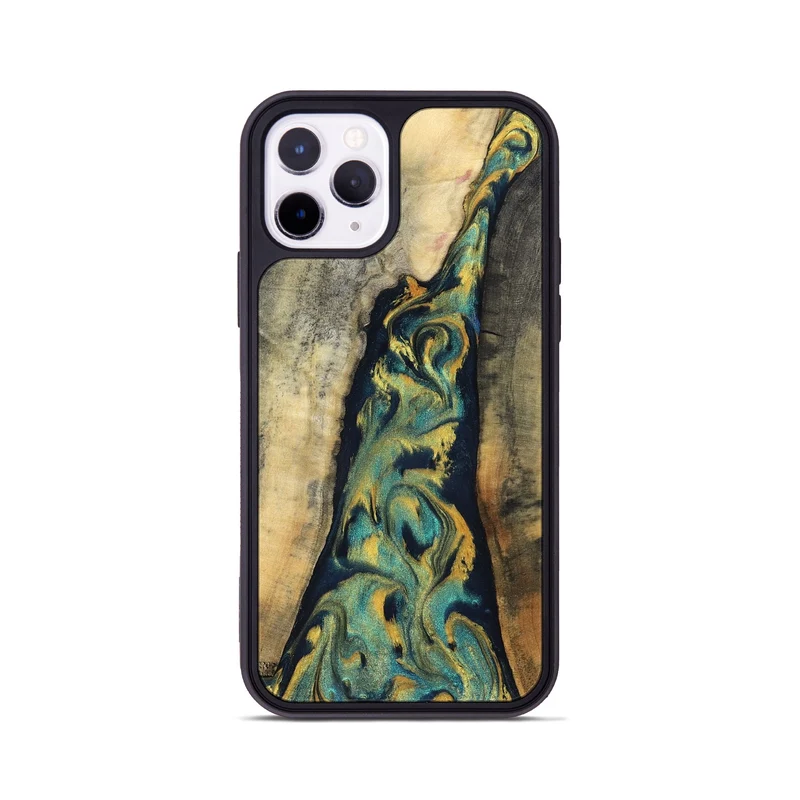 iPhone 11 Pro Wood Phone Case - Vicente (Teal & Gold, 830000)