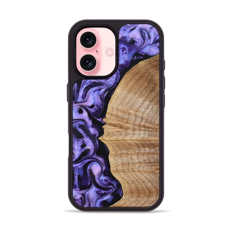 iPhone 16 Wood Phone Case - Tillie (Purple, 830015)