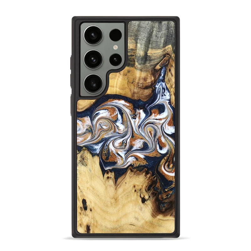 Galaxy S23 Ultra Wood Phone Case - Savanna (Teal & Gold, 830008)