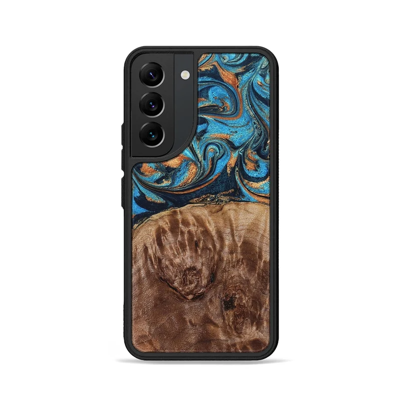 Galaxy S22 Wood Phone Case - Nautica (Teal & Gold, 829996)