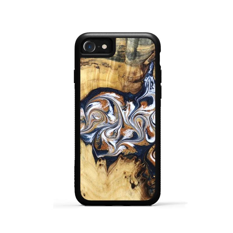 iPhone SE Wood Phone Case - Savanna (Teal & Gold, 830008)