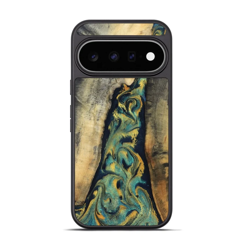 Pixel 11 Pro Wood Phone Case - Vicente (Teal & Gold, 830000)