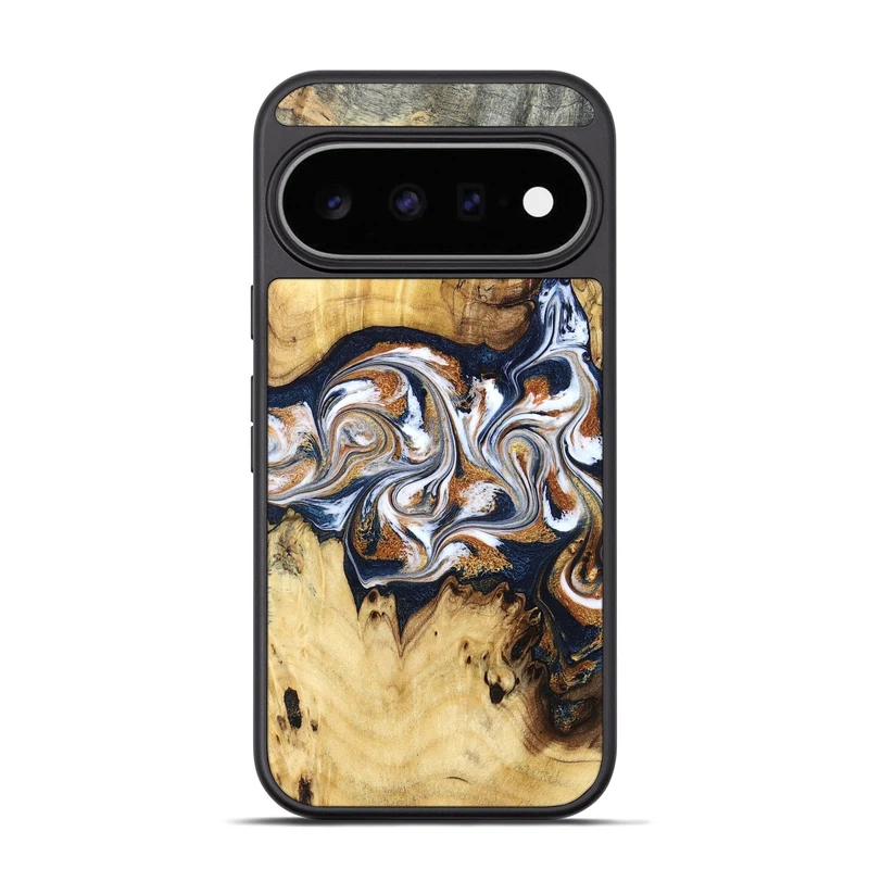 Pixel 11 Pro Wood Phone Case - Savanna (Teal & Gold, 830008)