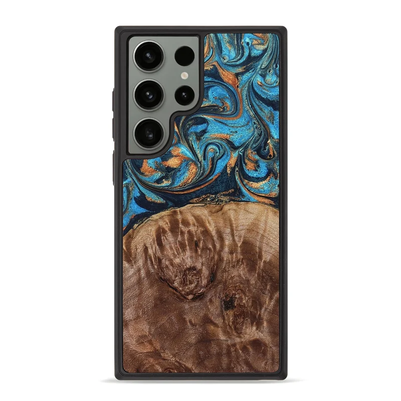 Galaxy S23 Ultra Wood Phone Case - Nautica (Teal & Gold, 829996)