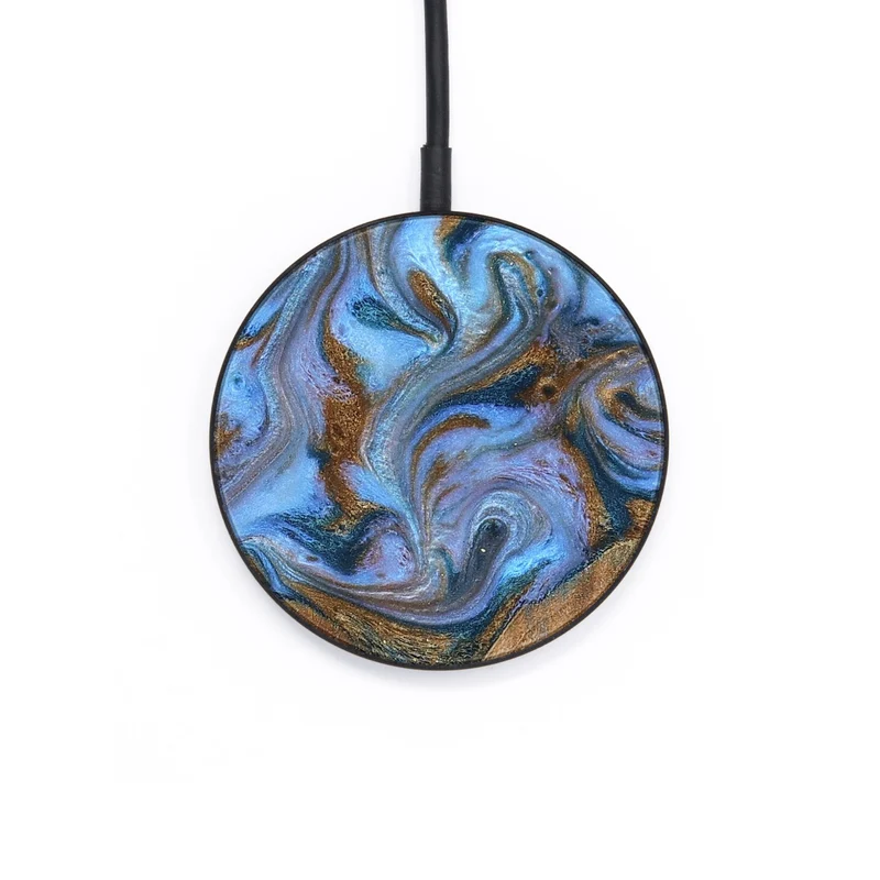Circle Wood Wireless Charger - Ford (Teal & Gold, 830001)