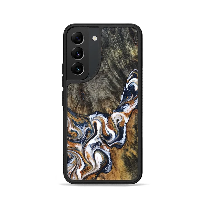 Galaxy S22 Wood Phone Case - Isai (Teal & Gold, 830003)