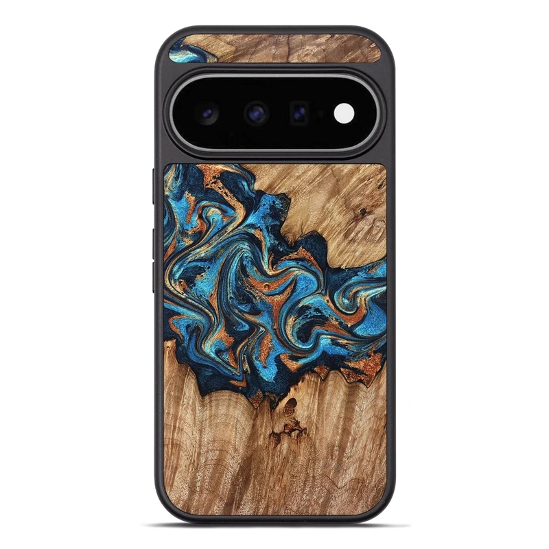 Pixel 11 Pro XL Wood Phone Case - Indigo (Teal & Gold, 829999)