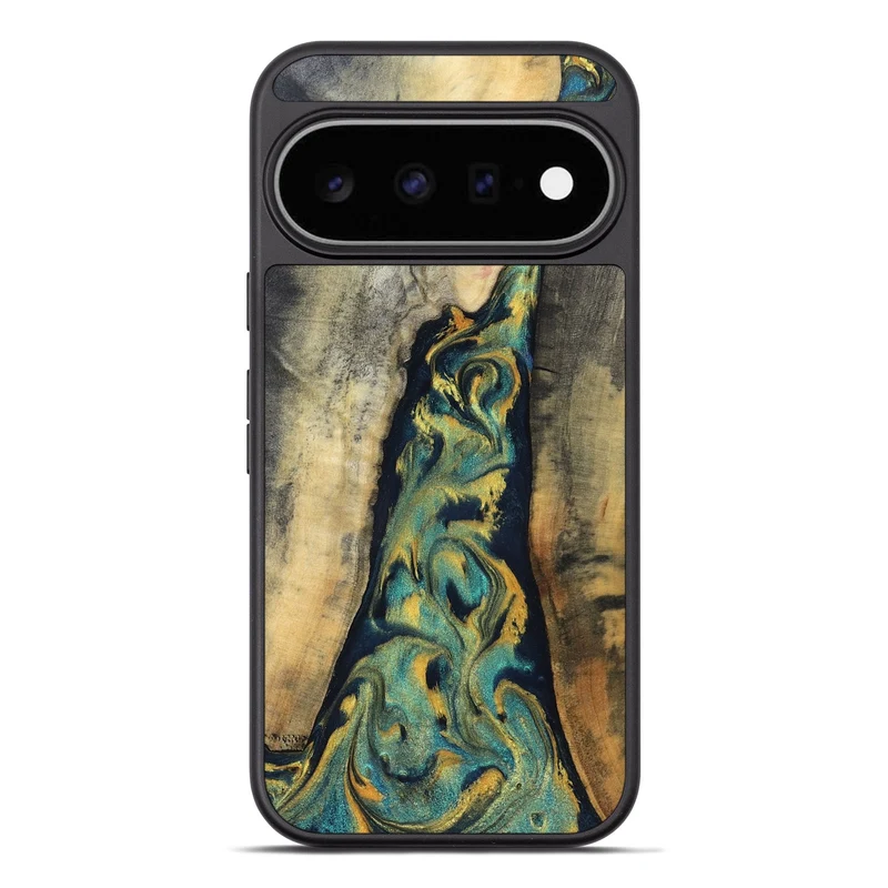 Pixel 11 Pro XL Wood Phone Case - Vicente (Teal & Gold, 830000)