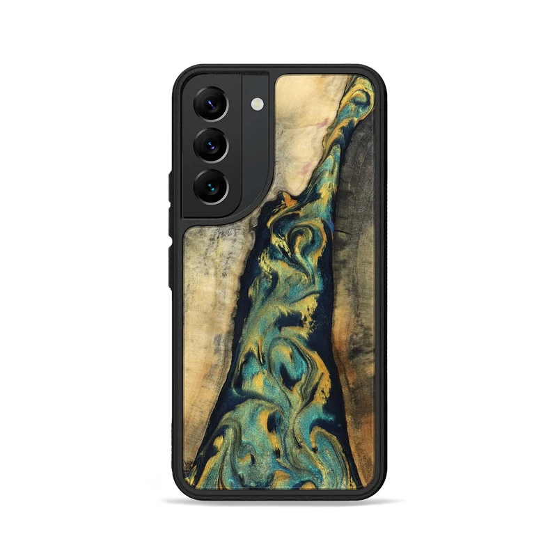 Galaxy S22 Wood Phone Case - Vicente (Teal & Gold, 830000)
