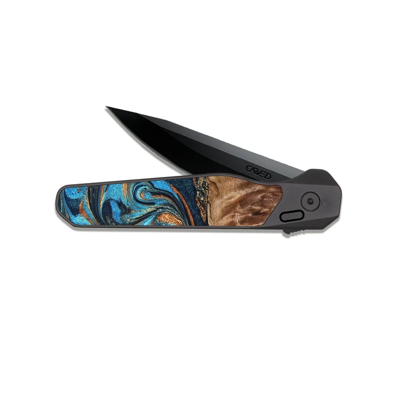 EDC Dark Slate Wood Pocket Knife - Nautica (Teal & Gold, 829996)