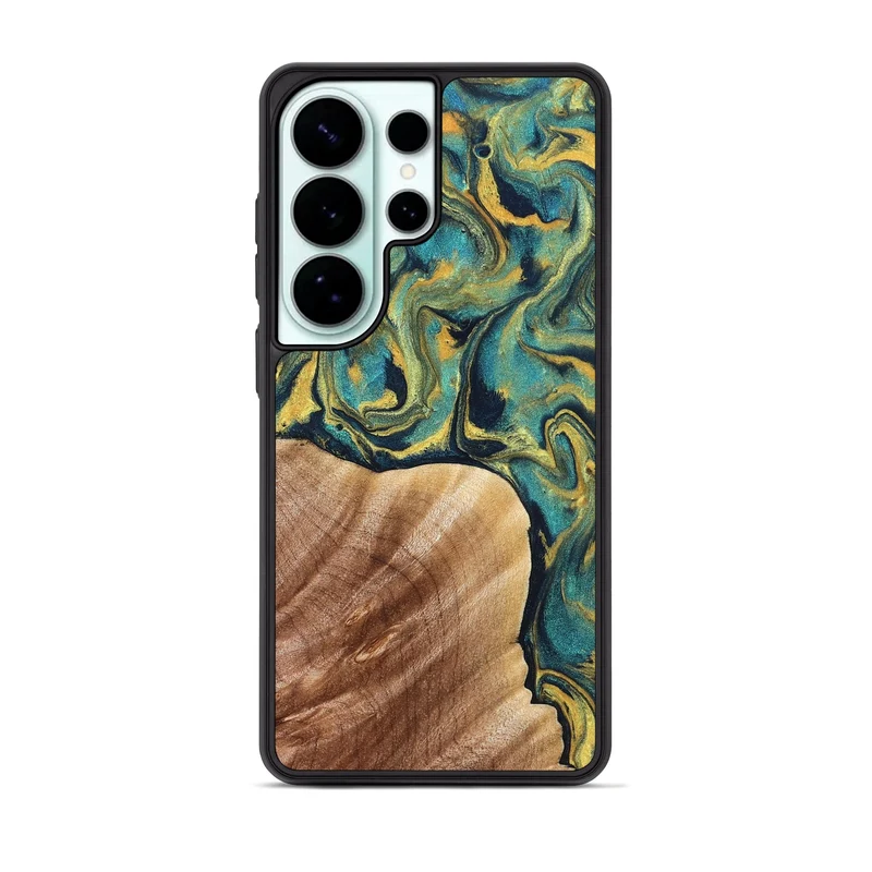 Galaxy S26 Ultra Wood Phone Case - Julius (Teal & Gold, 830006)