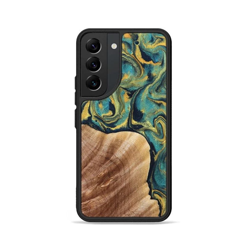 Galaxy S22 Wood Phone Case - Julius (Teal & Gold, 830006)