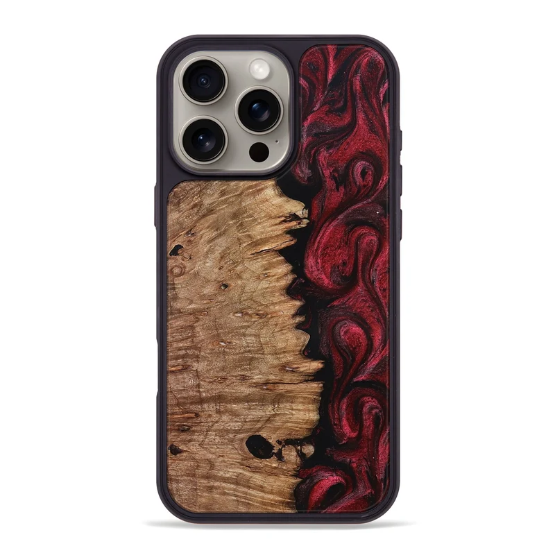 iPhone 16 Pro Max Wood Phone Case - Axl (Red, 830012)
