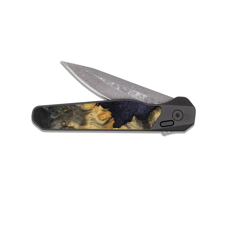 EDC Dark Damascus Wood Pocket Knife - Helene (Wood Burl, 830025)