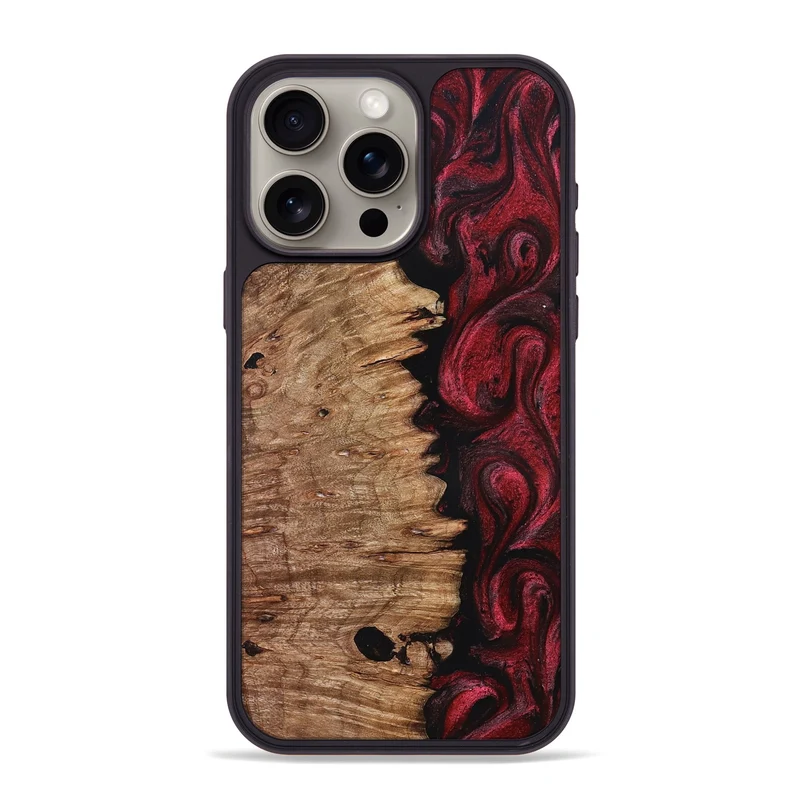 iPhone 15 Pro Max Wood Phone Case - Axl (Red, 830012)