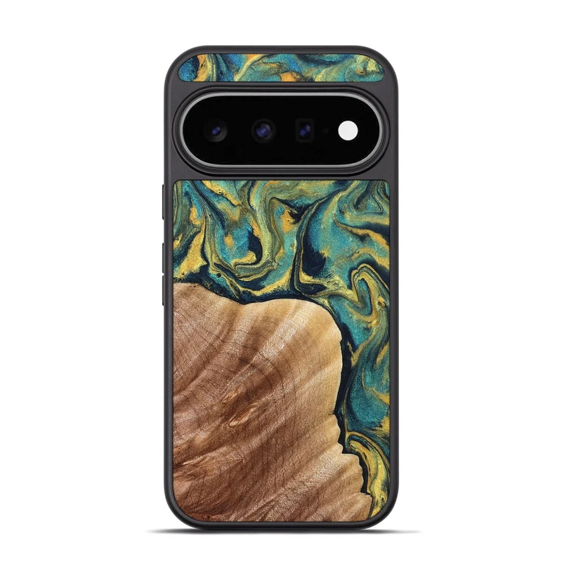 Pixel 11 Pro Wood Phone Case - Julius (Teal & Gold, 830006)