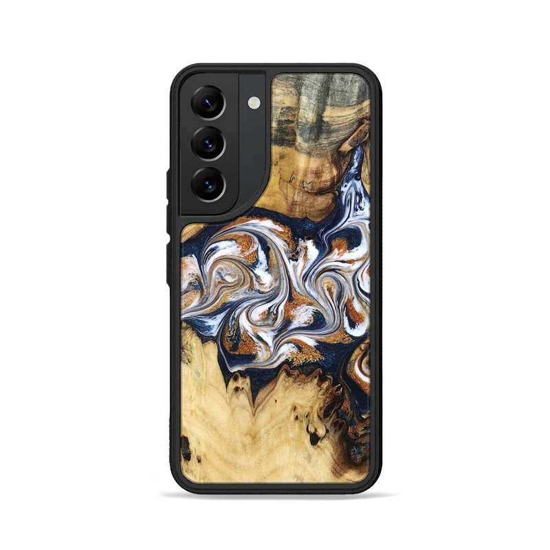 Galaxy S22 Wood Phone Case - Savanna (Teal & Gold, 830008)