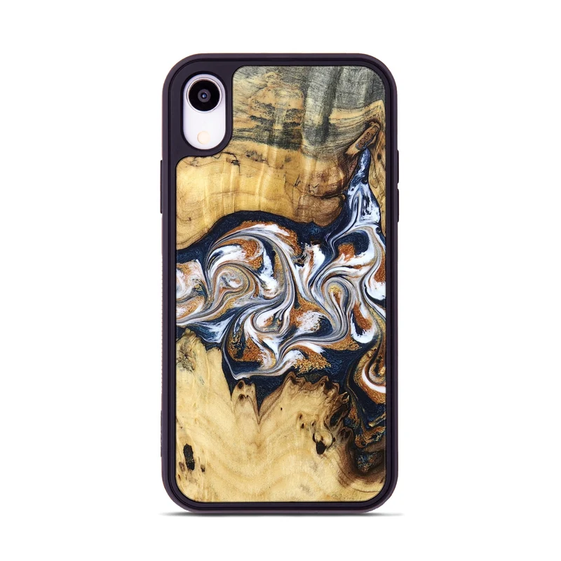 iPhone Xr Wood Phone Case - Savanna (Teal & Gold, 830008)