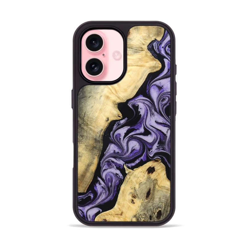 iPhone 16 Wood Phone Case - Sharon (Purple, 830016)