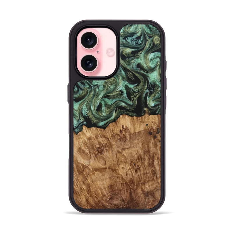 iPhone 16 Wood Phone Case - Jasmyn (Green, 829976)