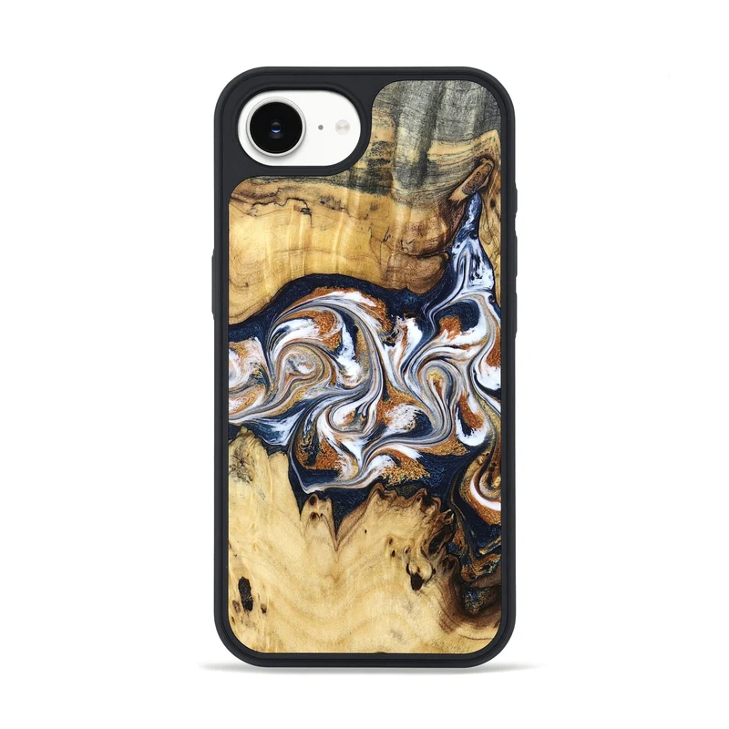 iPhone 16e Wood Phone Case - Savanna (Teal & Gold, 830008)