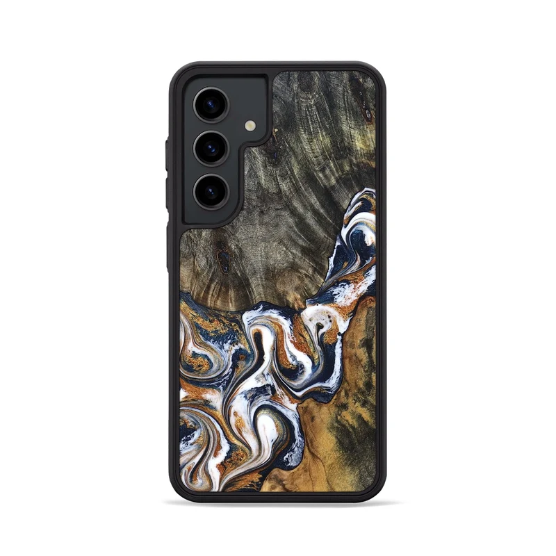 Galaxy S24 Wood Phone Case - Isai (Teal & Gold, 830003)