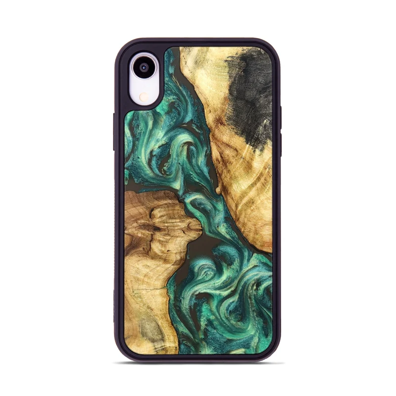 iPhone Xr Wood Phone Case - Carie (Green, 829981)