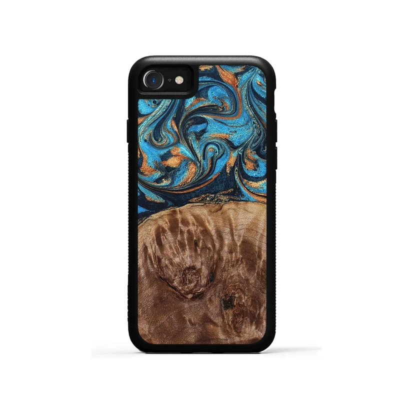 iPhone SE Wood Phone Case - Nautica (Teal & Gold, 829996)