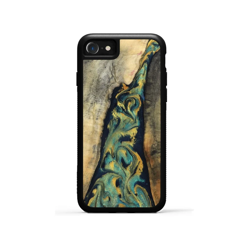 iPhone SE Wood Phone Case - Vicente (Teal & Gold, 830000)
