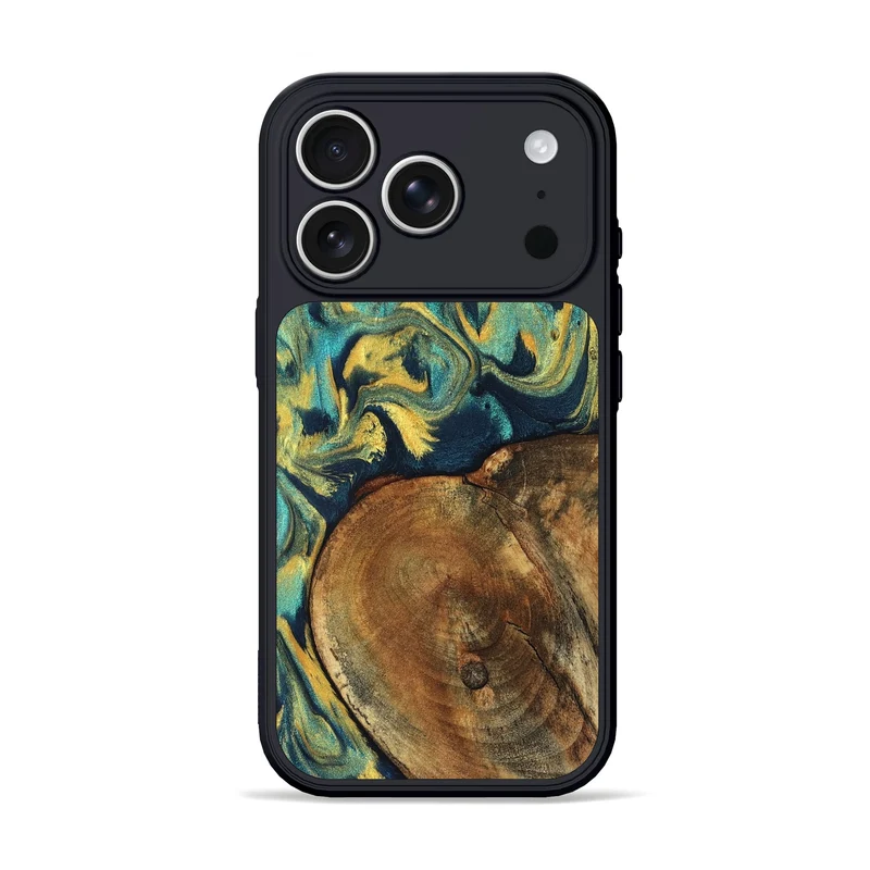 iPhone 17 Pro Wood Phone Case - Odie (Teal & Gold, 829995)