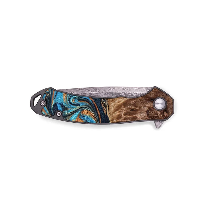 EDC Wood Pocket Knife - Nautica (Teal & Gold, 829996)